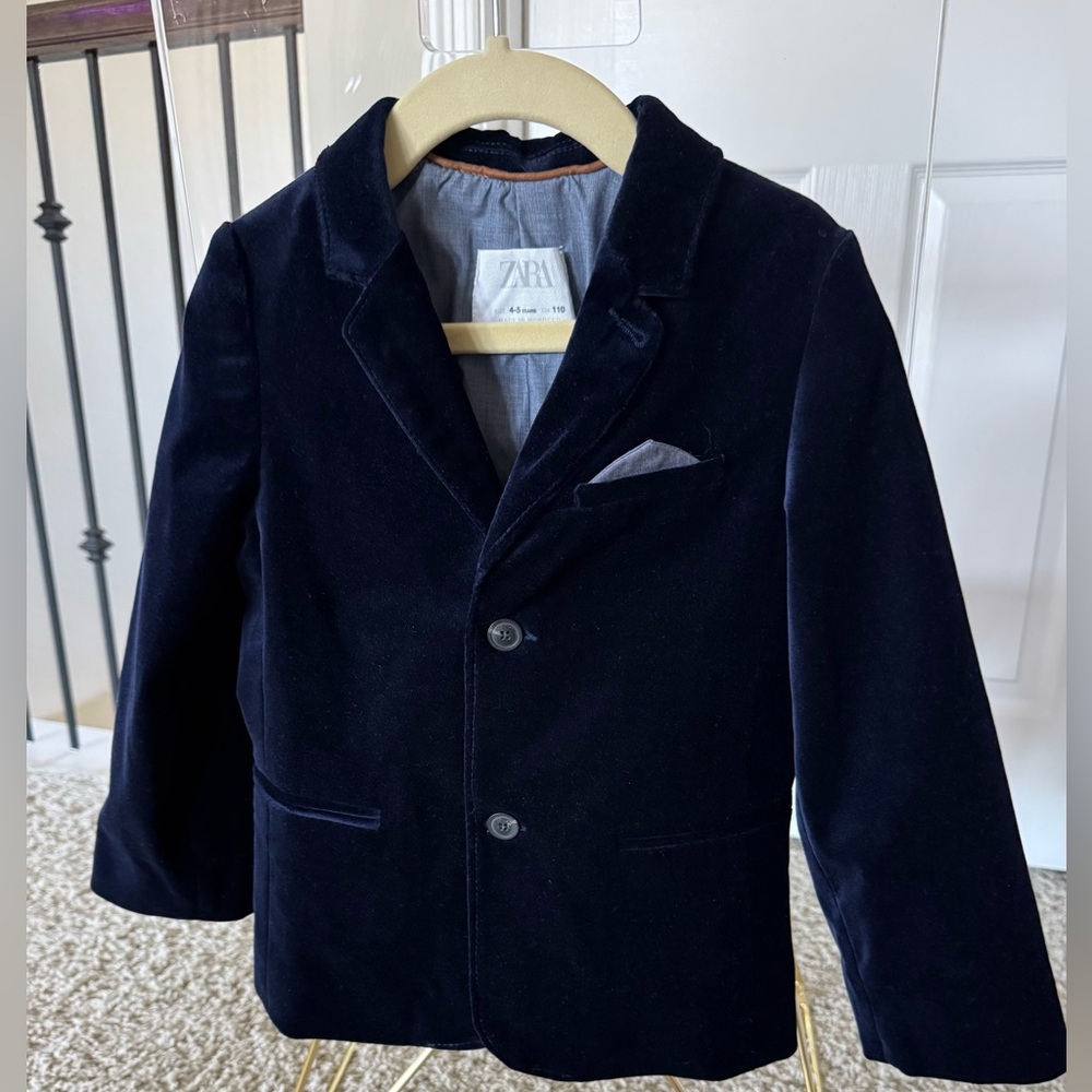 Zara Kids Navy Velvet Blazer